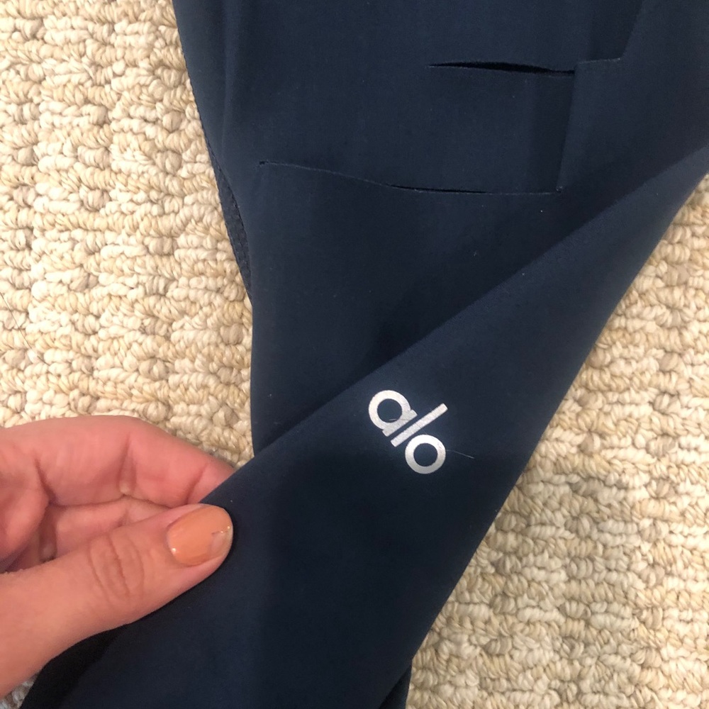 All yoga navy ripped warrior leggings